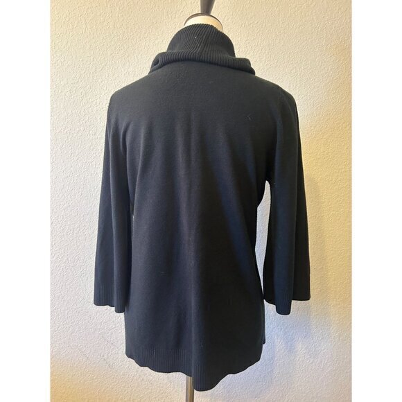 Luxe 360 Designer Cowl Neck Black Sweater 3/4 Sleeves Size Large - Picture 3 of 12